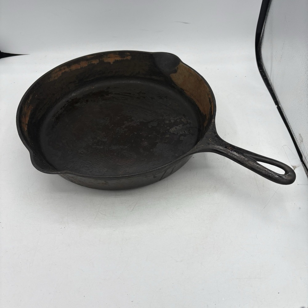 Griswold Cast Iron Skillet No. 10 Erie 716 11.75" Wide Top Handle Some Rust